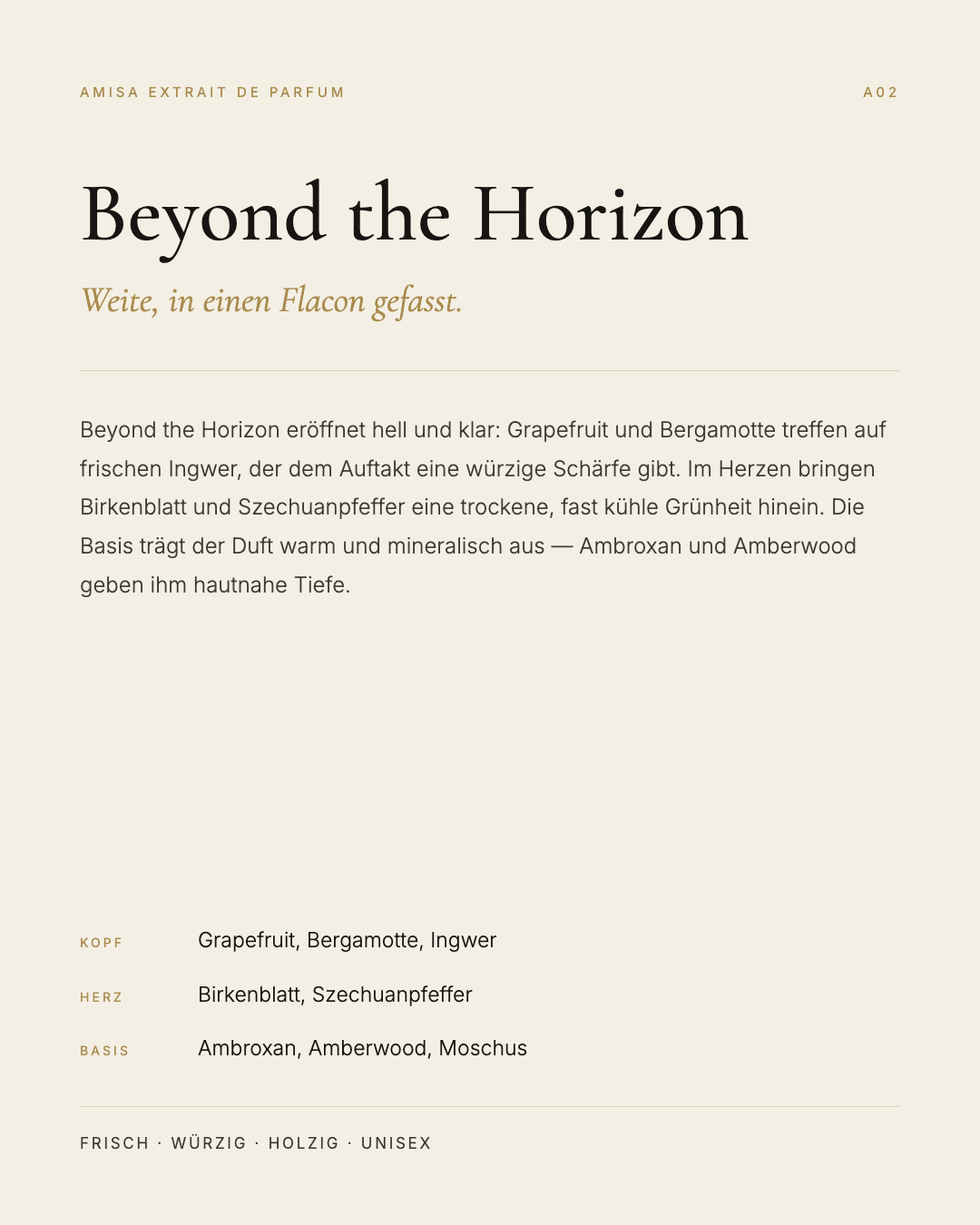 Amisa Extrait de Parfum - A02 Beyond the Horizon