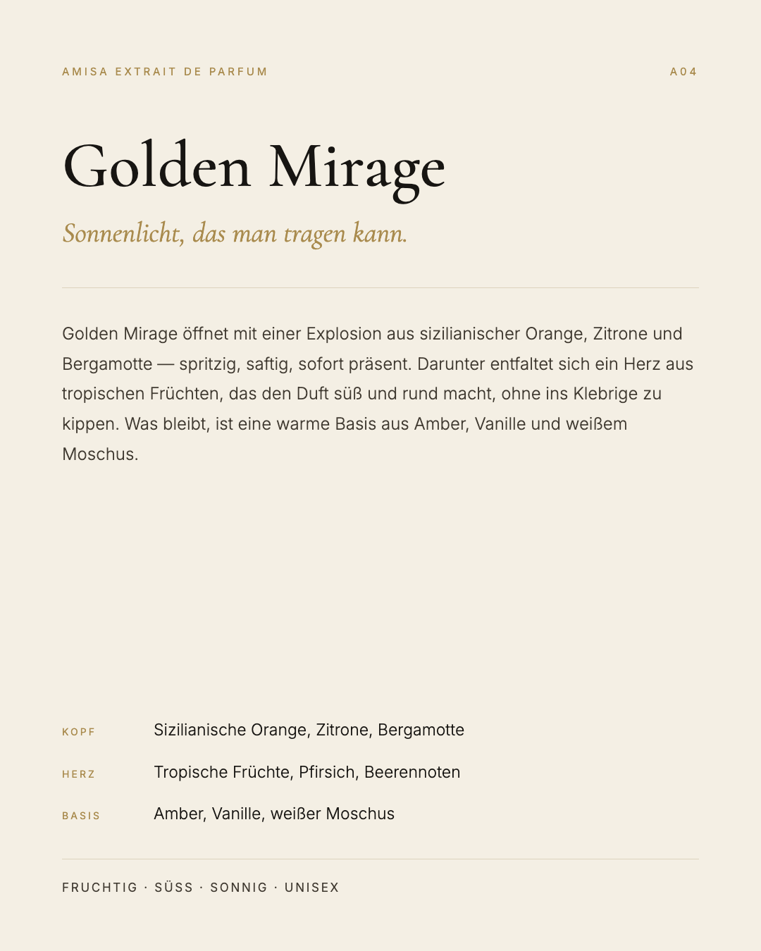 Amisa Extrait de Parfum - A04 Golden Mirage