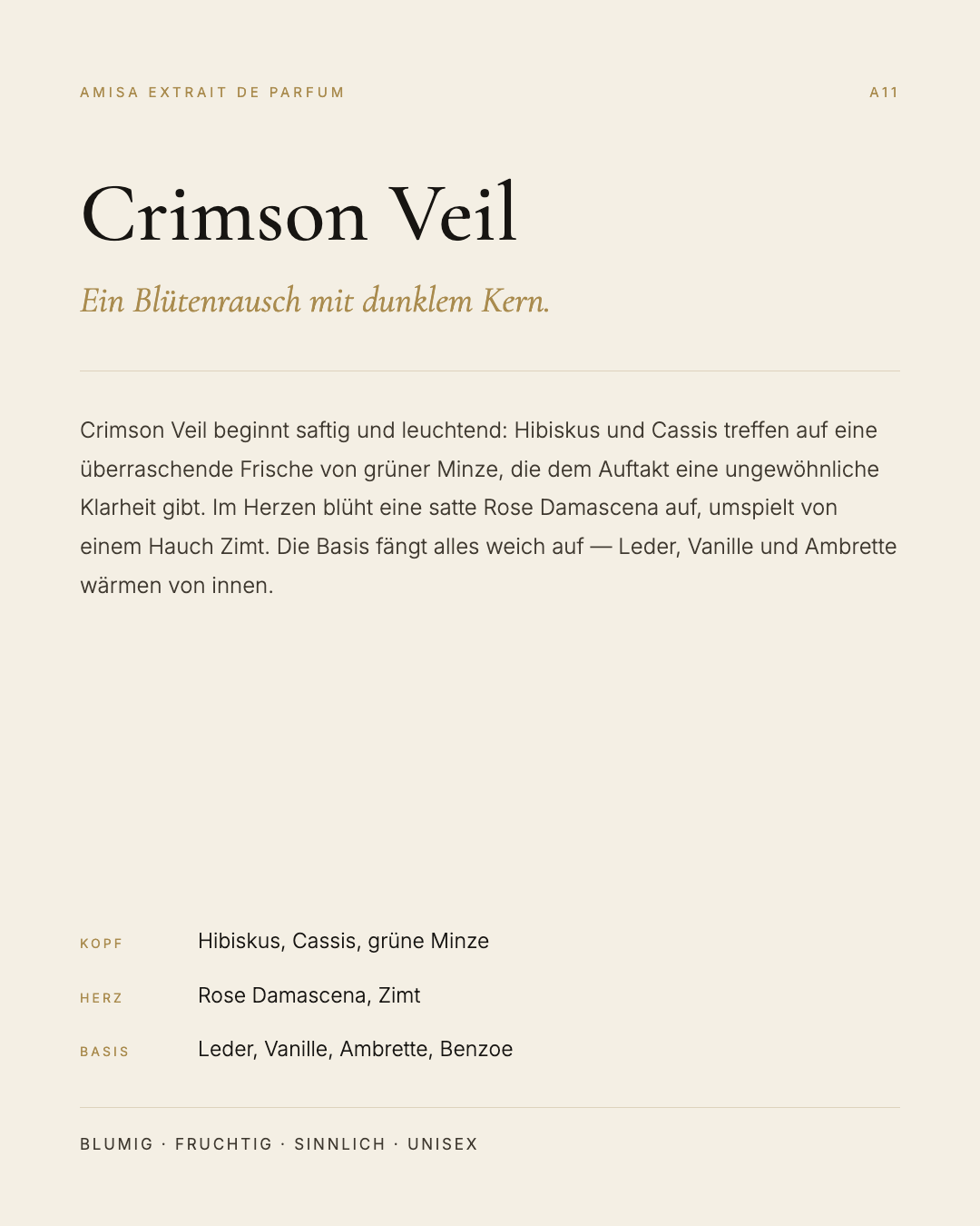 Amisa Extrait de Parfum – A11 Crimson Veil