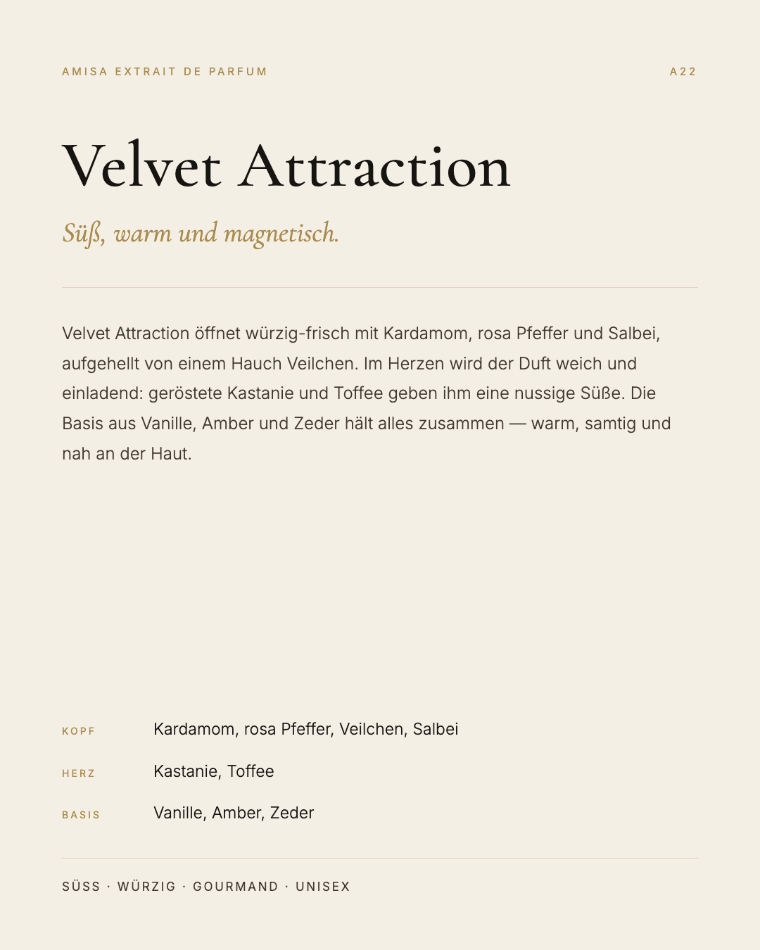 Amisa Extrait de Parfum – A22 Velvet Attraction