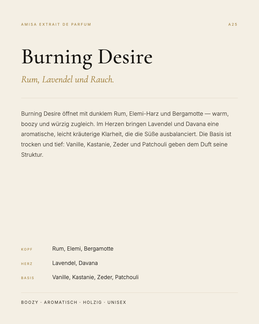 Amisa Extrait de Parfum – A25 Burning Desire