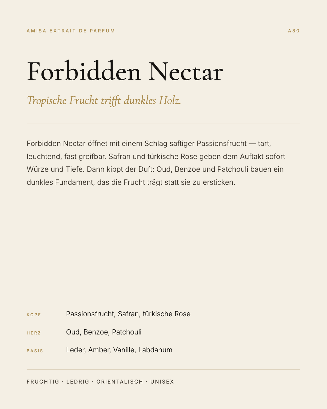 Amisa Extrait de Parfum – A30 Forbidden Nectar