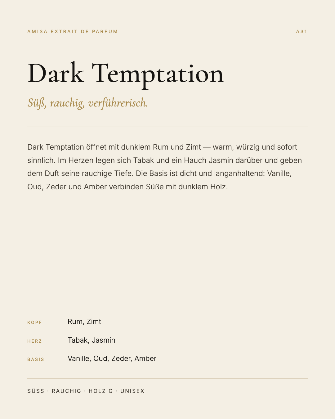 Amisa Extrait de Parfum – A31 Dark Temptation