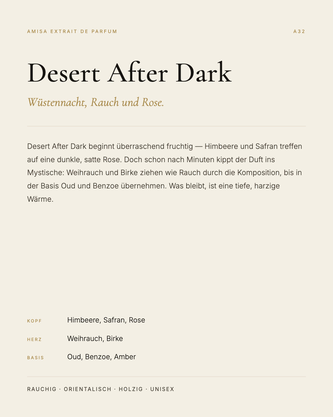 Amisa Extrait de Parfum - A32 Desert After Dark